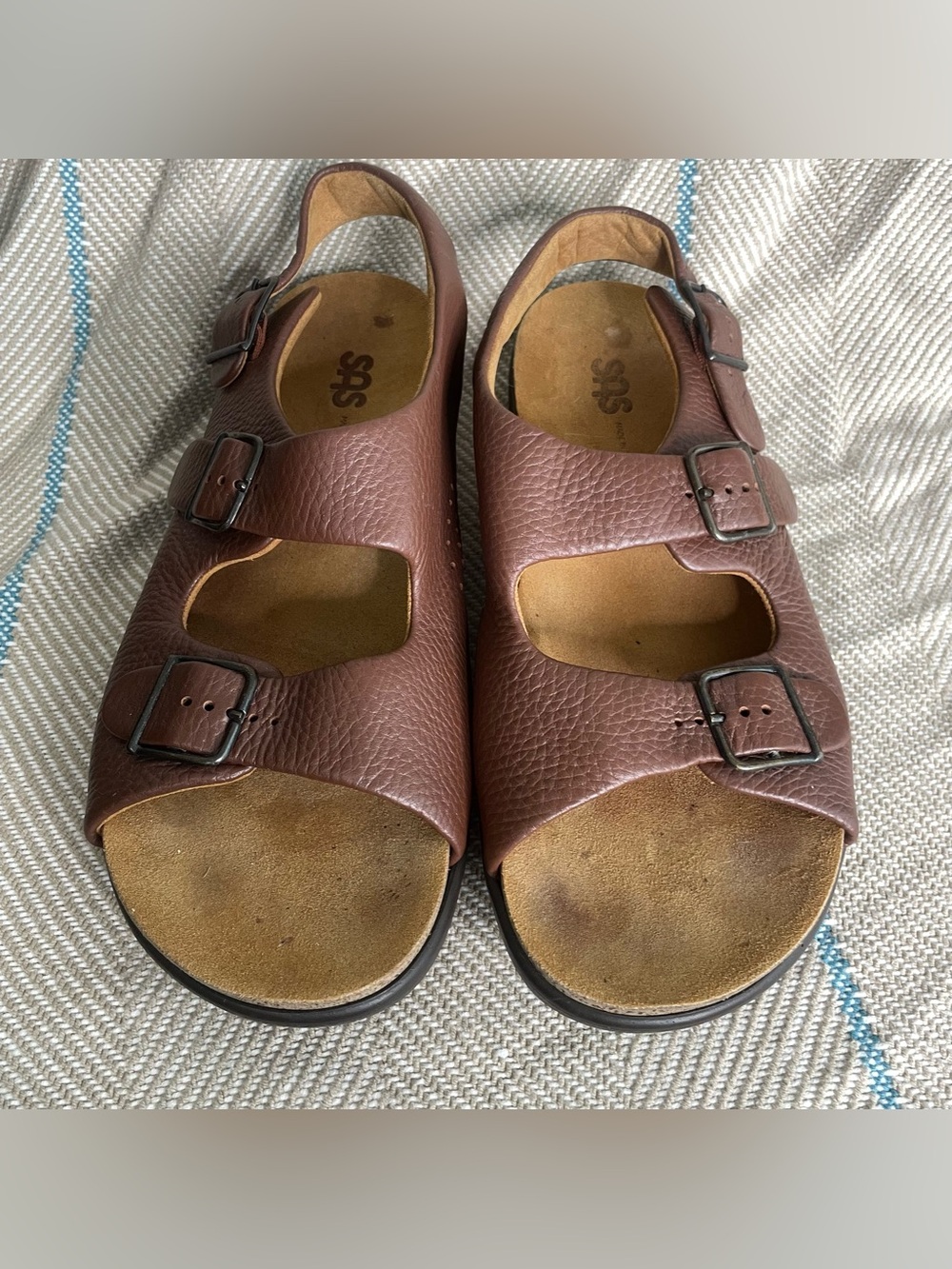 SAS Tripad‎ Comfort Women's Brown Pebble Grain Leather Slingback Sandals Size 10